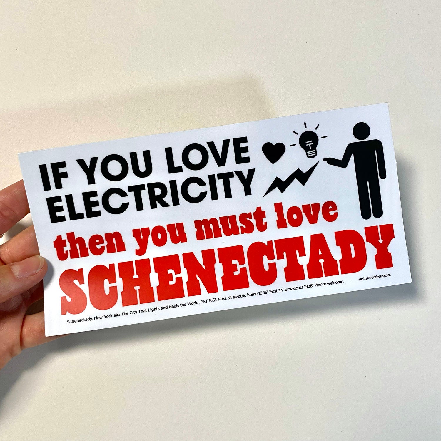 Schenectady Electricity Bumper Sticker - Wish Ya Were Here