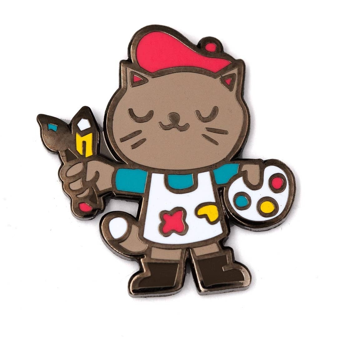 Pin Cat Rtist Artist Cat Enamel Pin - These Are Things | Bear and Bird Boutique + Gallery