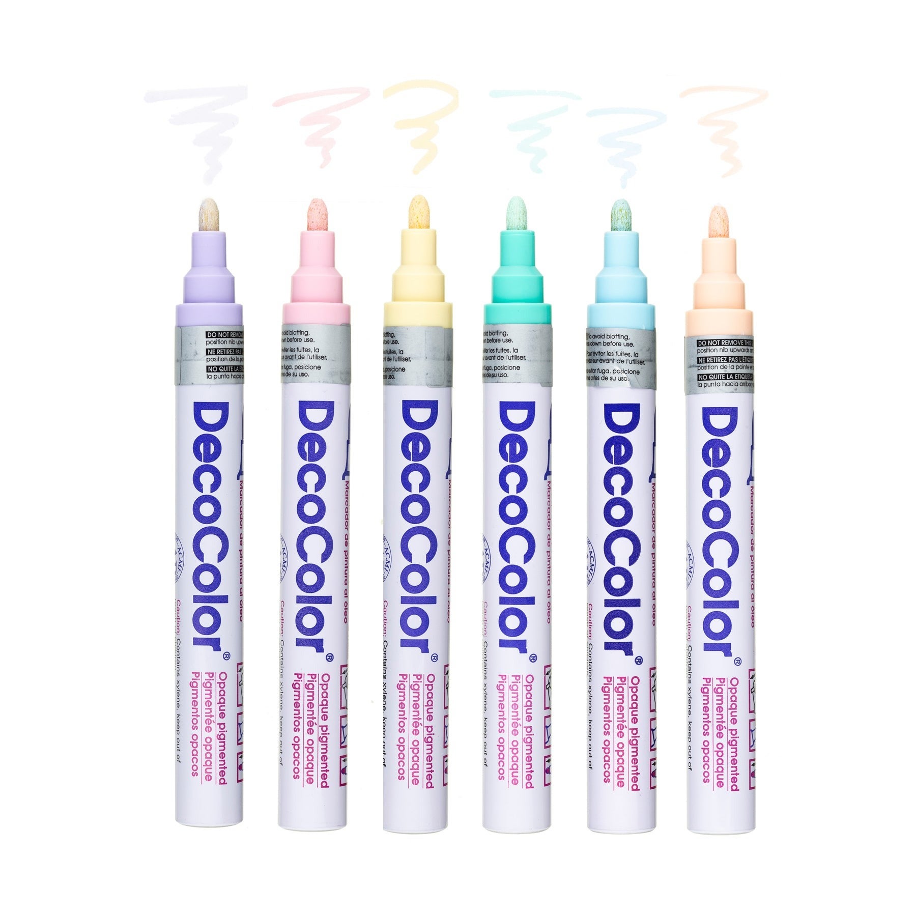 Marvy Uchida DecoColor Paint Markers 6 Oil Pens Bold Point Pastels 300-6B
