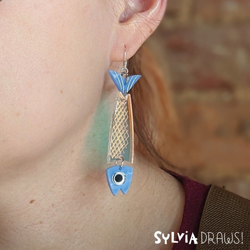 Fish Iridescent Earrings Sylvia Draws